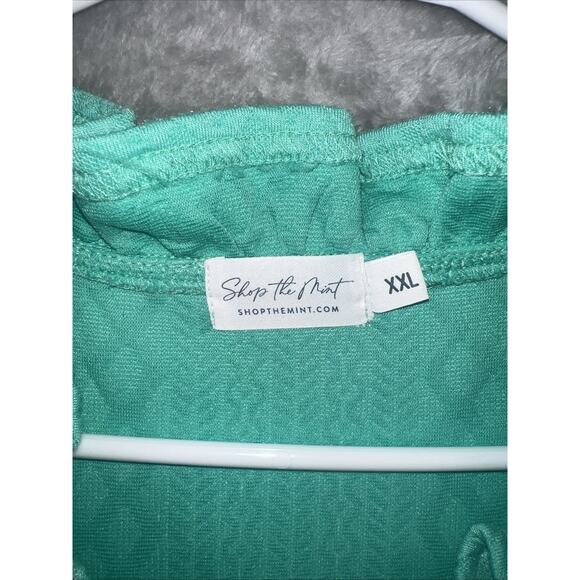Mint Green Textured Ruffled Neck Frolic Puffy Sleeves with pockets 2XL - Picture 4 of 10